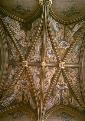 Angels and the Symbols of the Evangelists, from the ceiling of the Chapel, 15th century (photo) from 