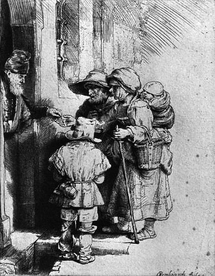 Beggars on the Doorstep of a House from 
