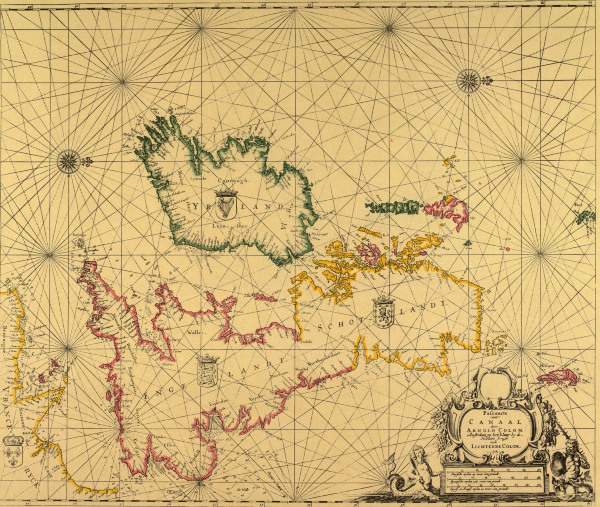 British Isles , Nautical map by Colom from 