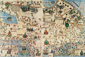 131-0058260/1 Catalan Atlas: Detail of Asia, by Jafunda and Abraham Cresques, 1375