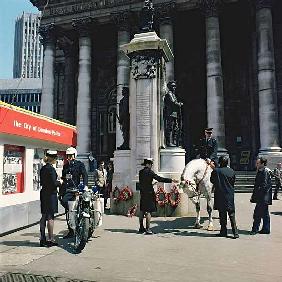 City police recruitment stand, outside the Corn Exchange