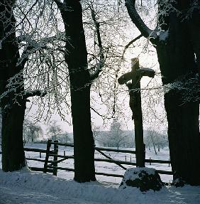 Cross in the Snow near Winterberg, Germany