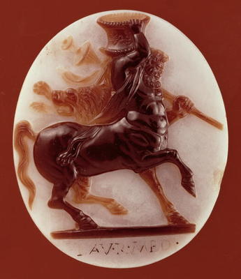 Cameo of a centaur carrying a krater on it's shoulders, 1st century BC (sardonyx) from 