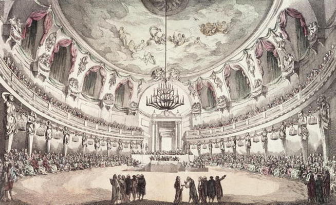 Concert Hall in Venice, 18th century (coloured engraving) from 