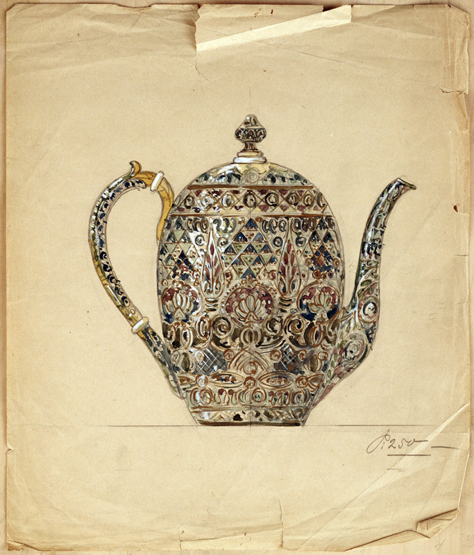 Design For An Ovoid Silver-Gilt Cloisonne Enamel Coffee Pot from 