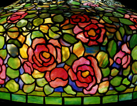 Detail From A Fine Rosebush Leaded Glass And Bronze Table Lamp from 