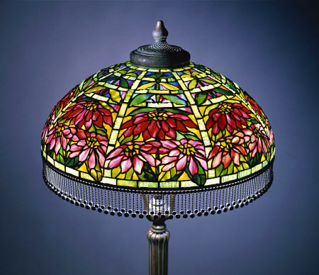 Detail From A Poinsettia Leaded Glass And Bronze Floor Lamp By Tiffany Studios from 