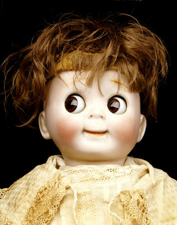Detail Of A Bisque-Headed Googlie Eyed Character Doll from 