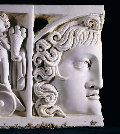 Detail Of A Roman Marble Sarcophagus Lid Fragment from 