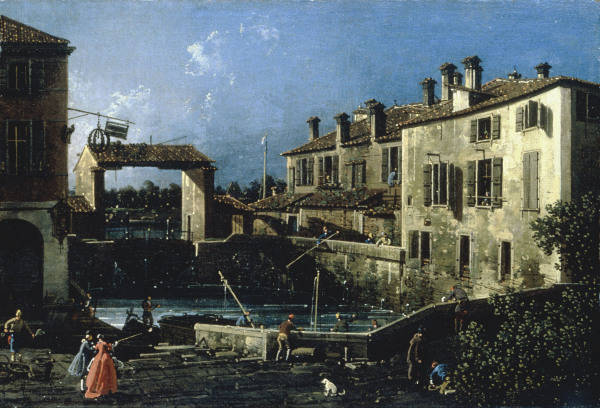Dolo, Schleuse der Brenta / Canaletto from 