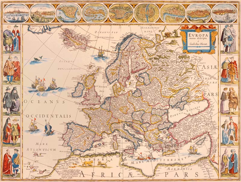 Europa-Karte von Wilhelm Blau, 1663 from 