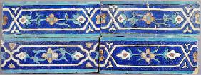 Four Timurid Cuerda Seca Pottery Tiles, 15th Century