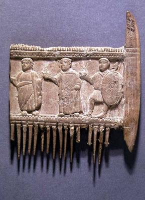 Fragment of a hair comb with relief depicting a religious ceremony, Greek (ivory) (for back see also from 