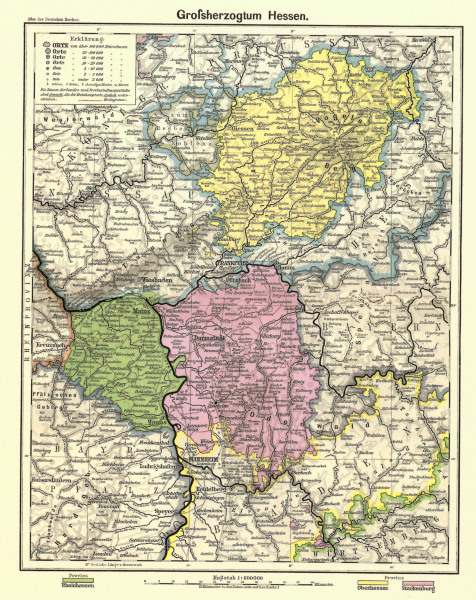 Großherzogtum Hessen ,  Landkarte 1902 from 