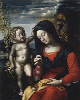 G.F.Caroto, Maria mit Kind und Naeharbeit