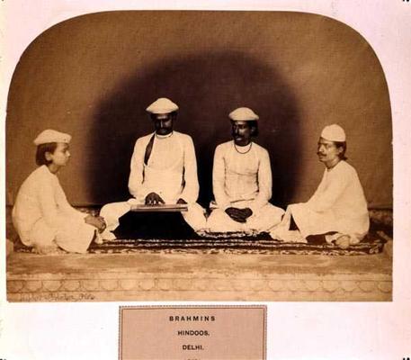 Hindu Brahmins in Delhi, 19th century (sepia photo) from 