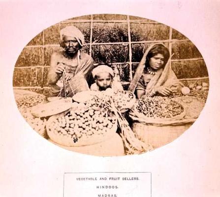 Hindu Vegetable and Fruit Sellers in Madras, 19th century (sepia photo) from 