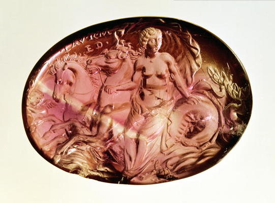 Intaglio of a nereid or Amphitrite on a hippocampus, c.50 BC (amethyst) from 