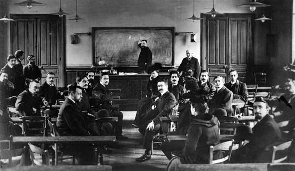 Lecture by Ferdinand Brunot at the Sorbonne, late 19th century (b/w photo)  from 