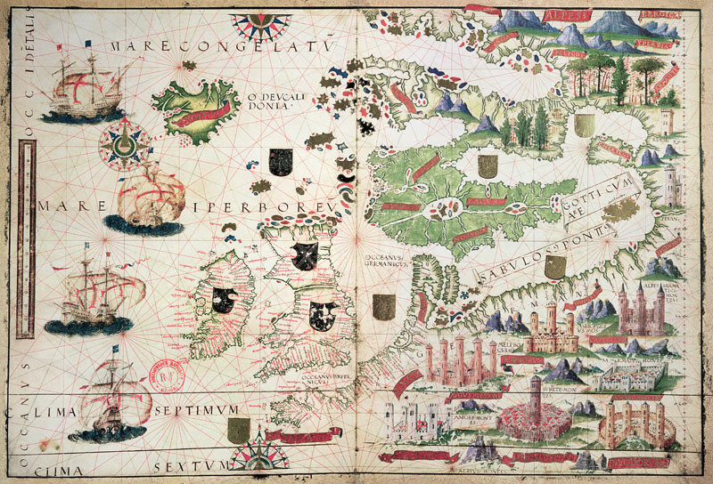 Map of Europe, from a facsimile of the ''Miller Atlas'' Pedro and Jorge Reinel, and Lopo Homem, made from 