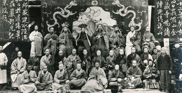 Meeting of Buddhist Monastery Superiors in China, late nineteenth century (b/w photo)  from 