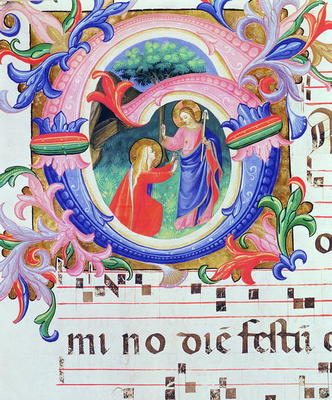 Missal 558 f.64v Historiated initial 'G' depicting the Noli Me Tangere from 