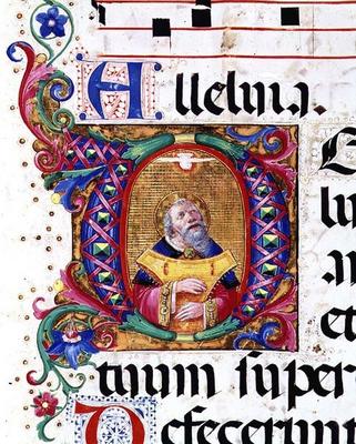 Ms 542 f.11v Historiated initial 'O' depicting King David playing the psaltery, from a psalter writt from 