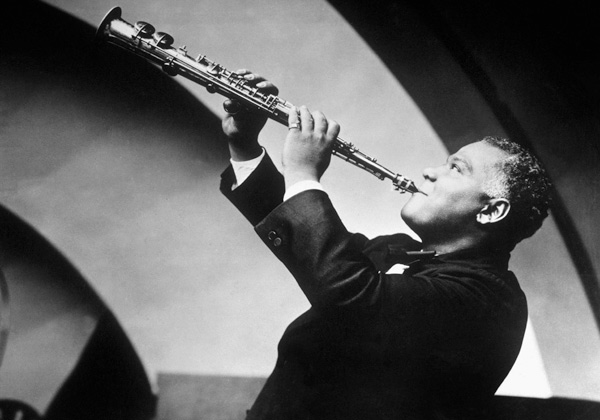 New Orleans jazzman Sidney Bechet here playing the soprano saxophone from 