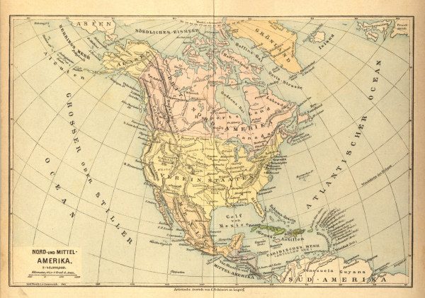 North and Central America , Map 1878 from 