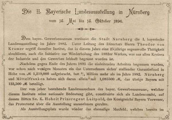 Nürnberg, Landesausstellung 1896 from 