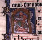 Nativity scene from historiated capital from a French 'Book of Hours', c.1490 (illumination) (see 11