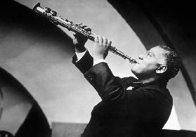 New Orleans jazzman Sidney Bechet here playing the soprano saxophone