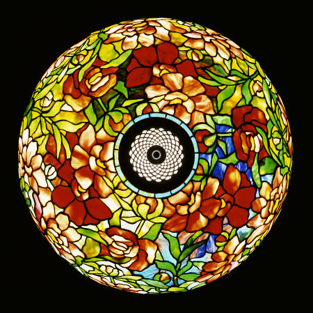 Overhead Detail From A Fine ''Peony'' Leaded Glass And Bronze Floor Lamp By Tiffany Studios from 