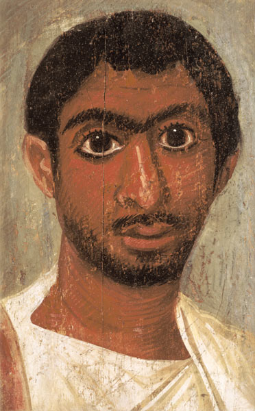 Portrait of a man from the 'Pollius Soter' group said to have been found at Thebes, Severan, Egyptia from 