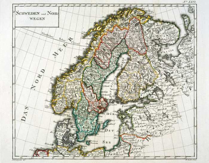 Skandinavien, Landkarte um 1795 from 