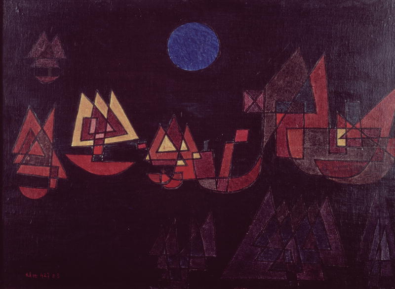 Ships in the Dark, 1927 (no 143) (oil on muslin on wooden panel)  from 