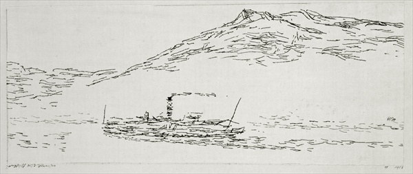Steamboat on the Thuner Sea, 1911 (no 11) (pen on paper on cardboard)  from 