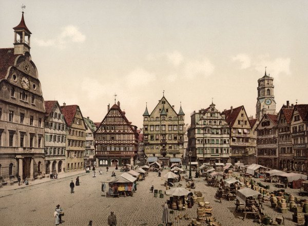 Stuttgart, Marktplatz um 1895 from 