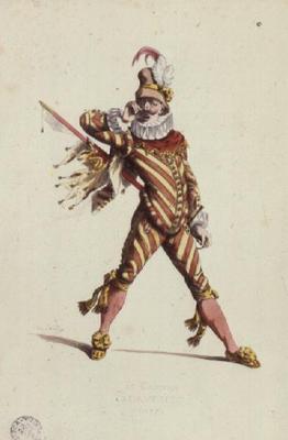 Spavento, Character from the Commedia dell'Arte, by Sand, 19th century (coloured engraving) (see als from 