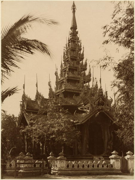 Temple in Mandalay, Burma, late 19th century (albumen print) (b/w photo)  from 