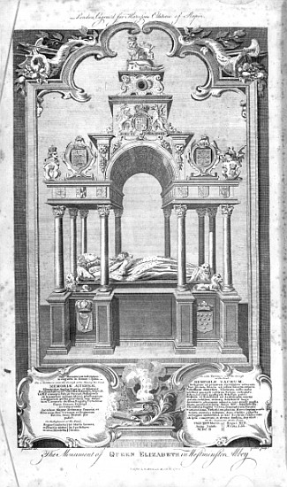 The Monument of Queen Elizabeth in Westminster Abbey, illustration from Rapin''s ''History of Englan from 