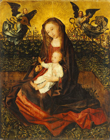 The Virgin And Child With Two Music-Making Angels In A Rose Garden from 