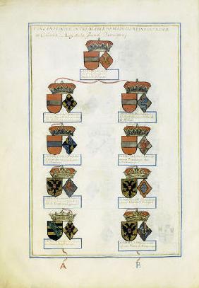 Tables Of Consanguinity Between Queen Marie De Medicis Of France And Henri IV Pierre Dhozier 1592-16