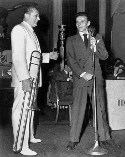 Tommy Dorsey and Frank Sinatra on stage in New York from 