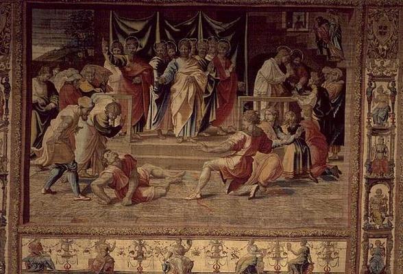 The Death of Anianus from the Brussels Tapestries, replicas of Raphael's Vatican series of the Acts from 