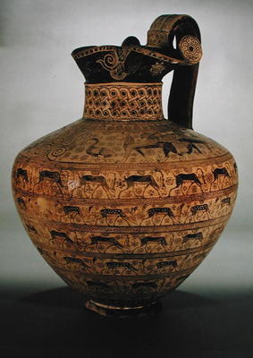 The 'Levy Oinochoe', an East Greek Orientalizing vase decorated with rows of fabulous animals and wi from 