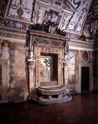 The main salon, detail of the fountain, designed by Pirro Ligorio (c.1500-83) for Cardinal Ippolito from 