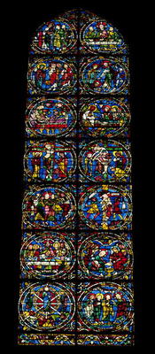 The Passion, lancet window in the west facade, 12th century (stained glass) (detail of 98062) from 