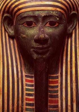 The sarcophagus of Psametik (664-610BC) detail of the face, Egyptian