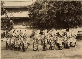 Veiled dancers at Mandalay, Burma, late 19th century (albumen print) (b/w photo) 